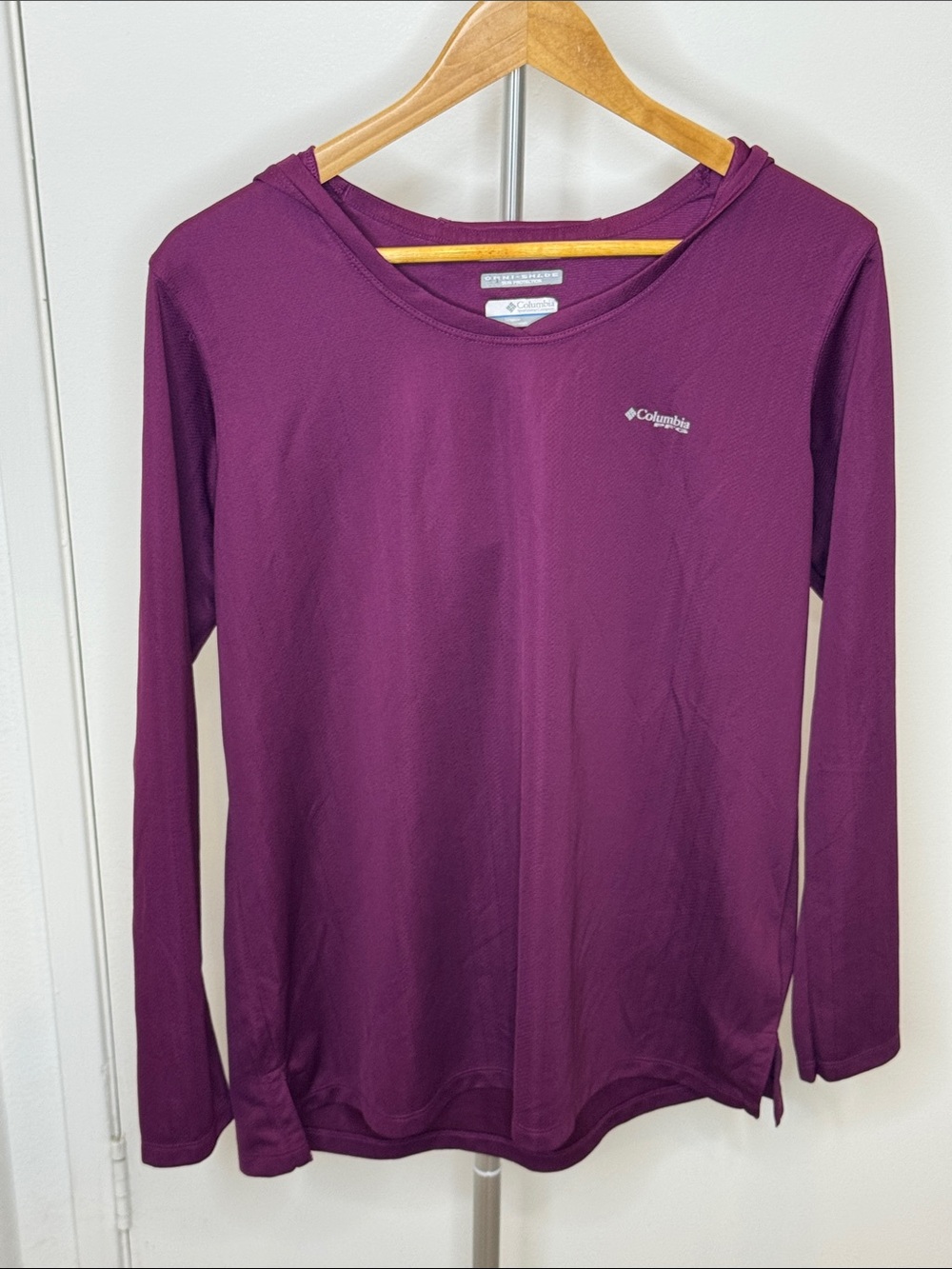 Columbia Hooded Long Sleeve Performance Shirt Omni-Shade Activewear Colorful